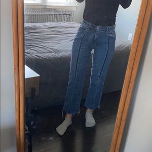 Pac Sun High Rise Crop Kick blue jeans